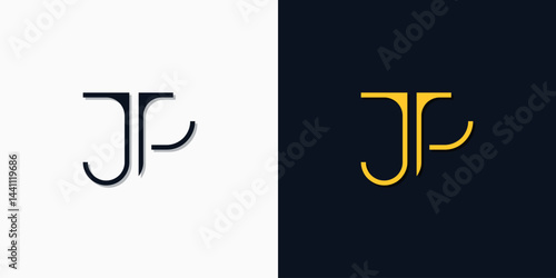 Minimalist abstract initial letters JP logo