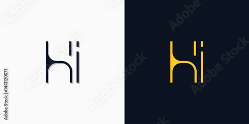 Minimalist abstract initial letters HI logo