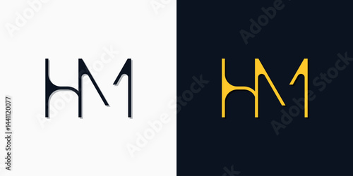 Minimalist abstract initial letters HM logo