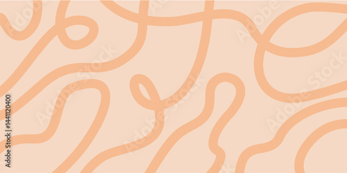 Minimalistyczne abstrakcyjne linie, organiczne kształty na jasnym brzoskwiniowym tle - współczesne graficzne tło do projektów.
