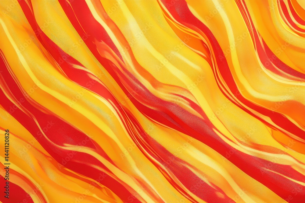 Abstract design of wavy stripes in vibrant red and yellow. Abstract design of wavy stripes in vibrant red and yellow.