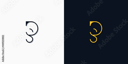 Minimalist abstract initial letters DS logo