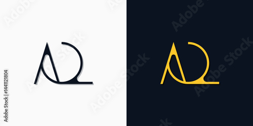 Minimalist abstract initial letters AQ logo