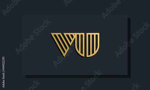 Elegant line art initial letter VU logo.