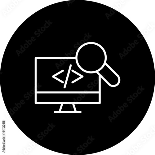 Code Search Vector Black Circle  Icon Design