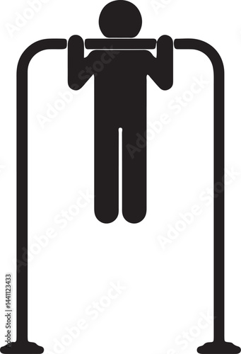 Illustration of a stickman doing pull-up exercises