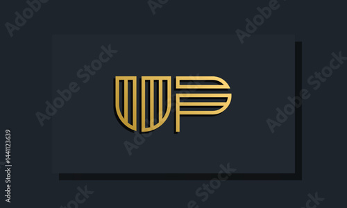 Elegant line art initial letter  UP  logo.