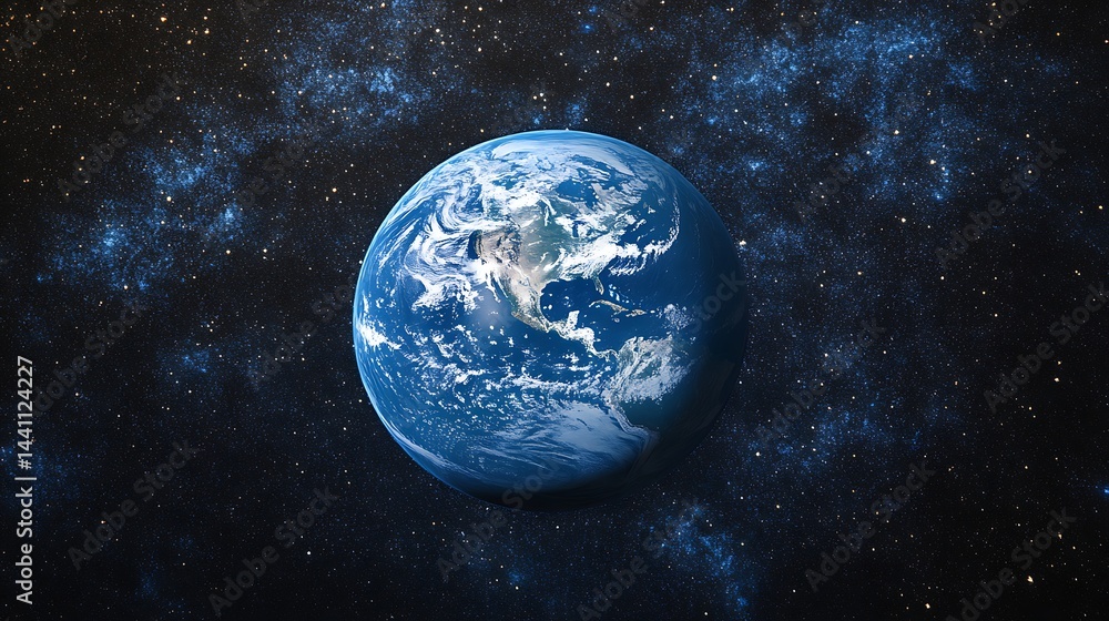 Fototapeta premium Earth from Space with Starry Background