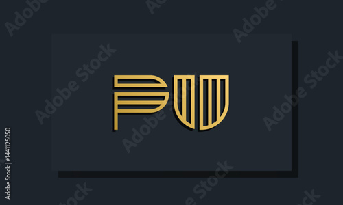 Elegant line art initial letter  PU  logo.