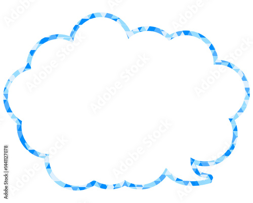 ステンドグラス風吹き出し　三角形模様　丸みのある雲形