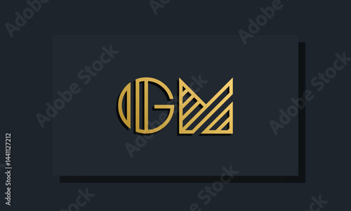Elegant line art initial letter  GM  logo.