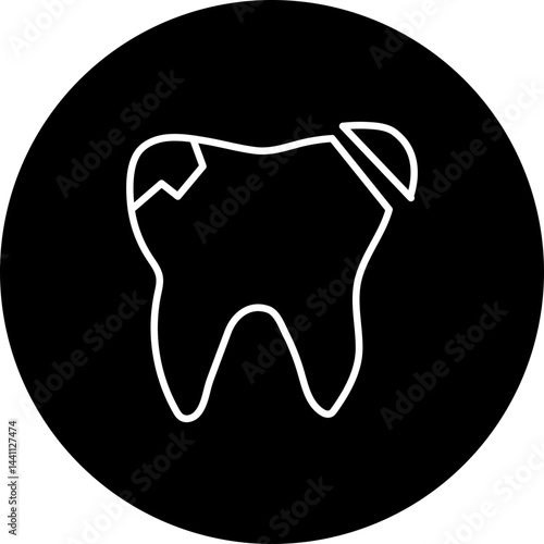 Dental Filling Vector Black Circle Icon Design