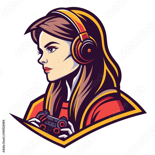 Female gamer profile illustration