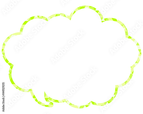 ステンドグラス風吹き出し　三角形模様　丸みのある雲形