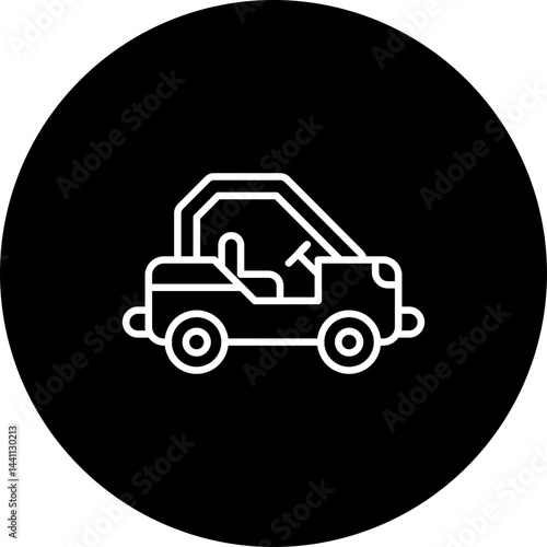 Dune Buggy  Vector Black Circle Icon Design