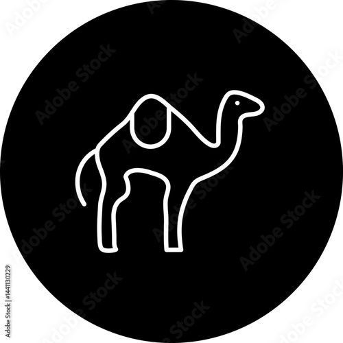 Camel  Vector Black Circle Icon Design