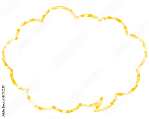 ステンドグラス風吹き出し　三角形模様　丸みのある雲形