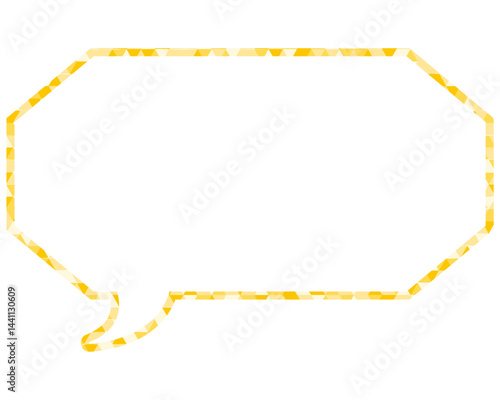 ステンドグラス風吹き出し　三角形模様　細長い八角形