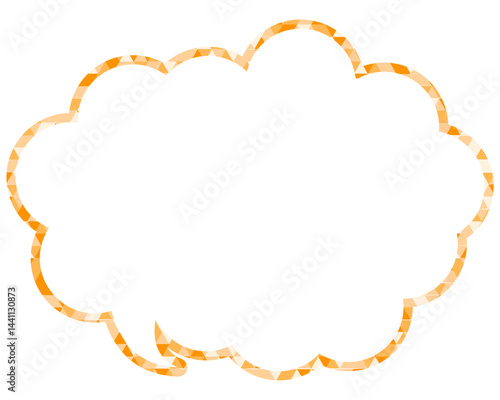 ステンドグラス風吹き出し　三角形模様　丸みのある雲形