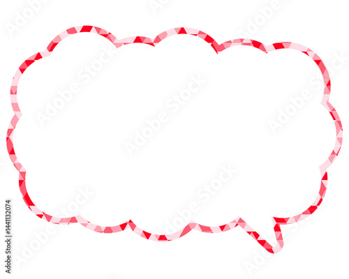 ステンドグラス風吹き出し　三角形模様　細長い雲形