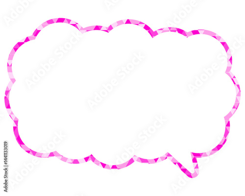 ステンドグラス風吹き出し　三角形模様　細長い雲形