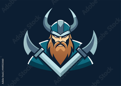 Viking Warrior Portrait: A formidable Viking warrior, adorned in traditional garb and sporting a stern visage, stands poised with battle readiness, exuding an aura of strength and historical valor.