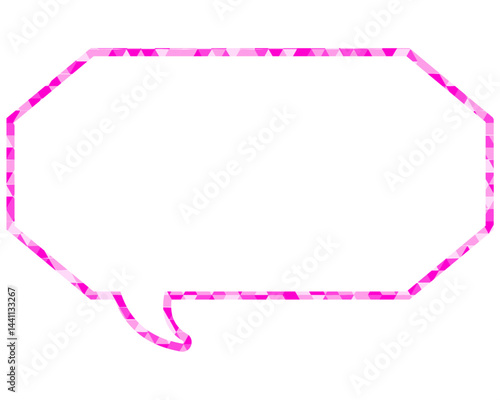 ステンドグラス風吹き出し　三角形模様　細長い八角形