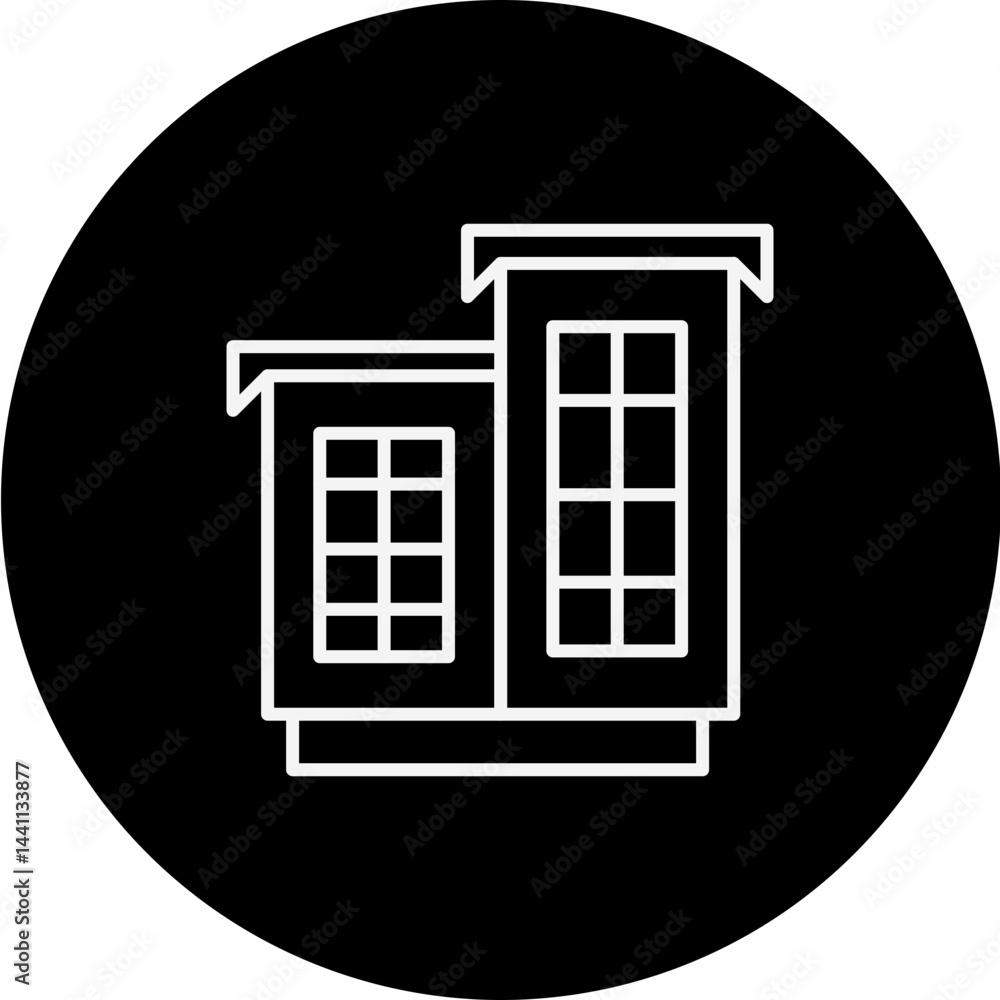 Office Building Vector Black Circle Icon Design Office Building Vector Black Circle Icon Design