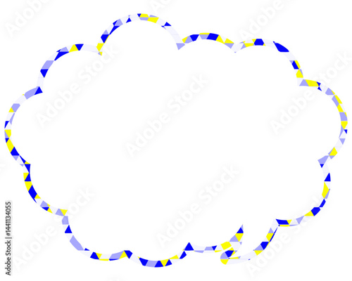 ステンドグラス風吹き出し　三角形模様　丸みのある雲形