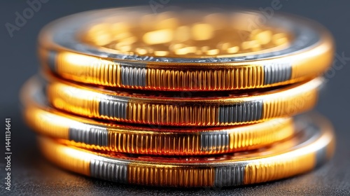 Shimmering coins symbolize the wealth and potential of cryptocurrency in a vibrant stock image style.