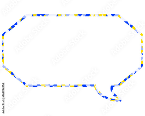 ステンドグラス風吹き出し　三角形模様　細長い八角形