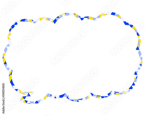 ステンドグラス風吹き出し　三角形模様　細長い雲形