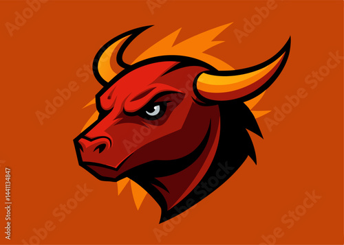 Power of the Bull: A striking illustration of a fierce bull, embodying strength and determination against a backdrop of fiery hues. The bull's gaze is direct.