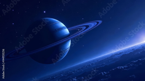 Obraz na płótnie space background, image of a planet with rings, copy space w salonie