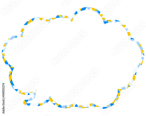 ステンドグラス風吹き出し　三角形模様　丸みのある雲形