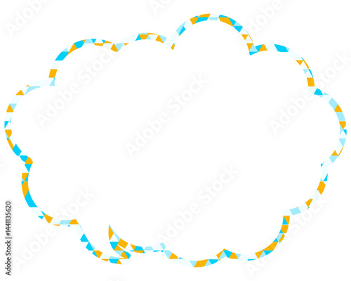 ステンドグラス風吹き出し　三角形模様　丸みのある雲形