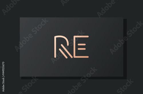 Abstract luxury initial letter RE logo.