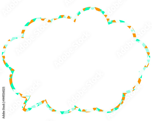 ステンドグラス風吹き出し　三角形模様　丸みのある雲形