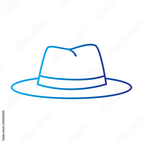 Wide brim fedora hat outline. Vector