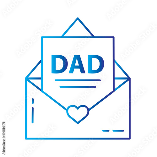 Dad letter in envelope with heart. Vector