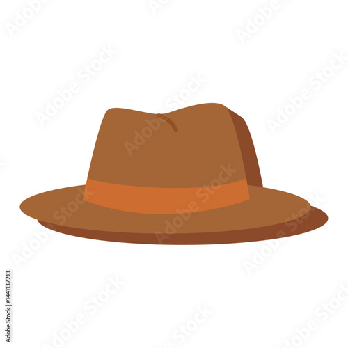 Wide brim fedora hat outline. Vector