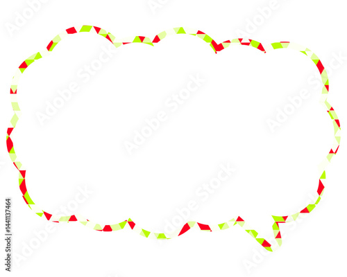 ステンドグラス風吹き出し　三角形模様　細長い雲形