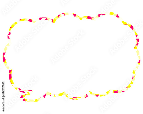 ステンドグラス風吹き出し　三角形模様　細長い雲形