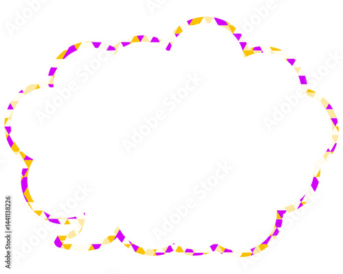 ステンドグラス風吹き出し　三角形模様　丸みのある雲形