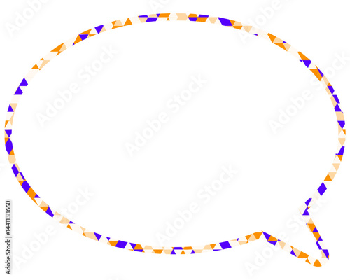 ステンドグラス風吹き出し　三角形模様　丸形