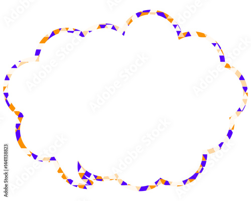 ステンドグラス風吹き出し　三角形模様　丸みのある雲形