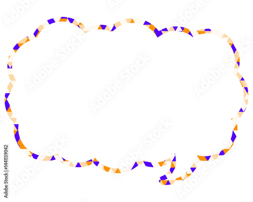 ステンドグラス風吹き出し　三角形模様　細長い雲形
