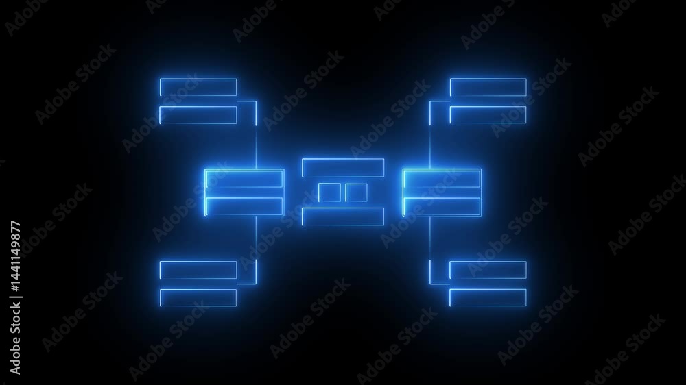 Blue neon animation of a double elimination tournament bracket chart on ...