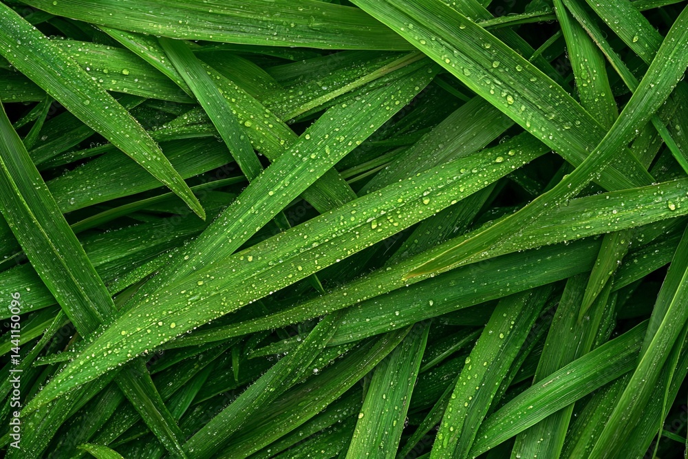 Dew-Covered Long Grass Blades Dew-Covered Long Grass Blades