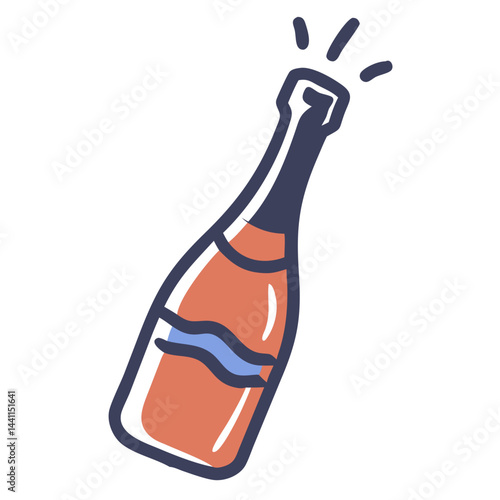 Champagne bottle icon, colorful design, for celebrations and beverages
